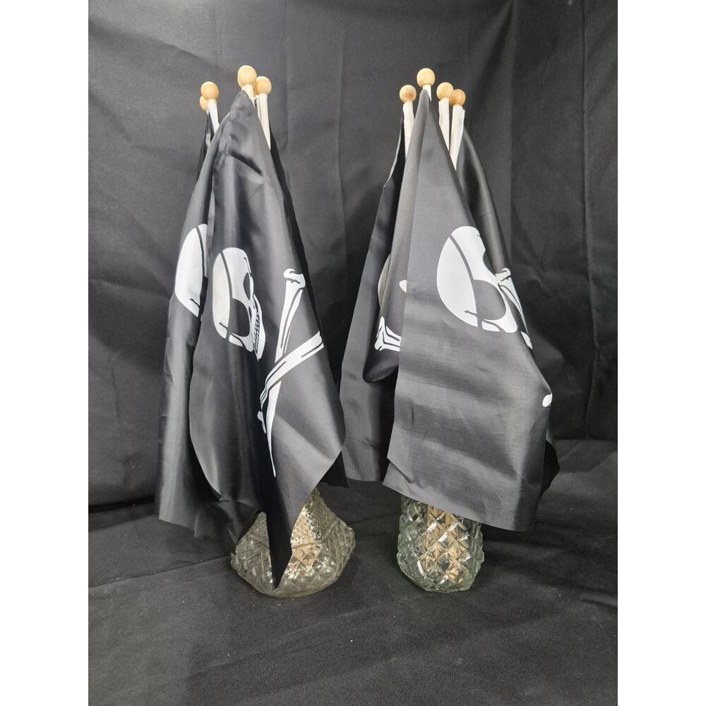 10 Pirate Flags With 12x18 Flag And 23" Wood Staff. Great For Fun Parties..